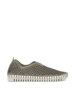 Tulip 139 Perforated Slip-On Sneaker in Army