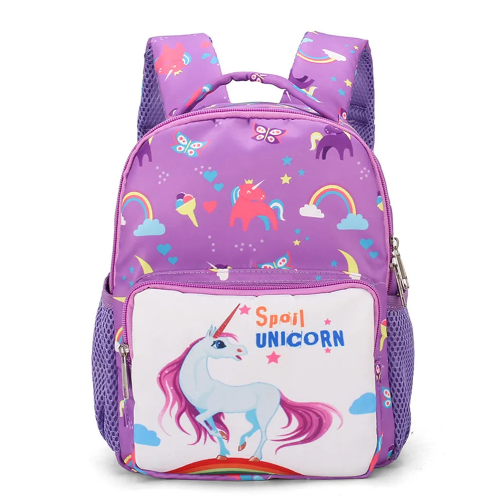 Unicorn Backpack Cartoon School Bag Kids Bookbag Printing Rucksack Purple