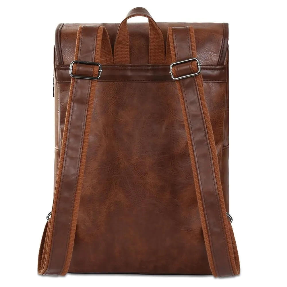 Vbiger Men Vintage PU Leather Backpack Laptop Backpack School Book bag for Men