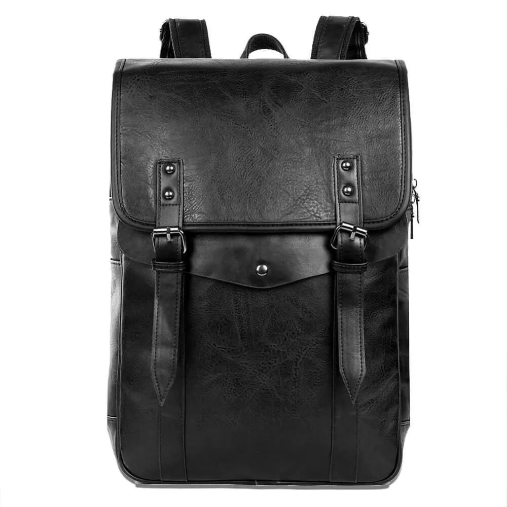 Vbiger Men Vintage PU Leather Backpack Laptop Backpack School Book bag for Men