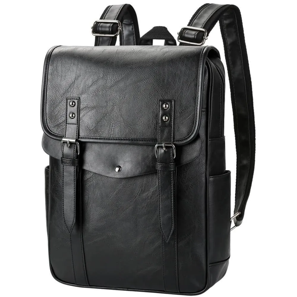 Vbiger Men Vintage PU Leather Backpack Laptop Backpack School Book bag for Men