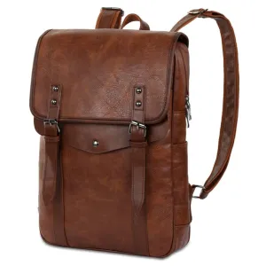 Vbiger Men Vintage PU Leather Backpack Laptop Backpack School Book bag for Men