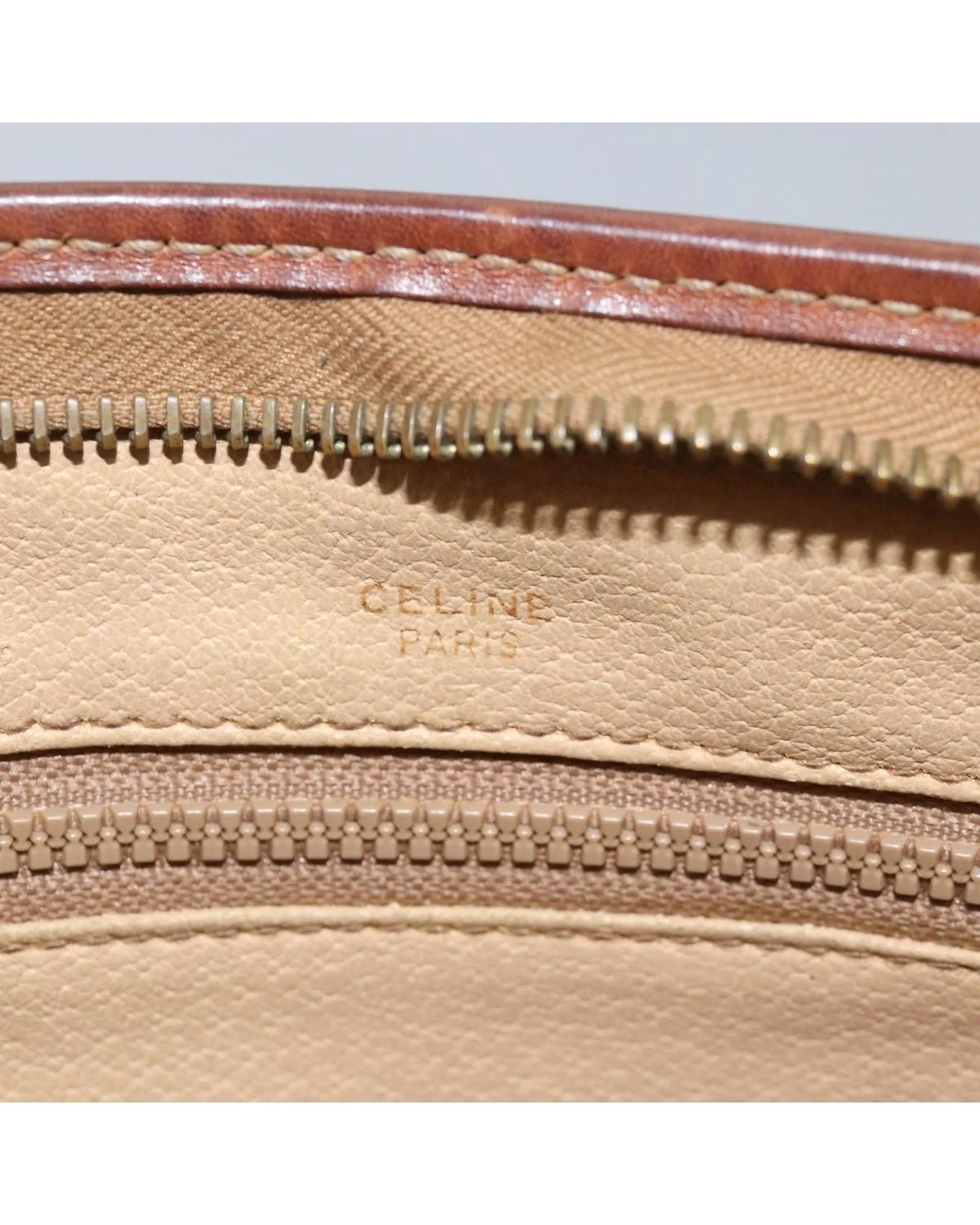 Vintage CELINE Brown Canvas Clutch