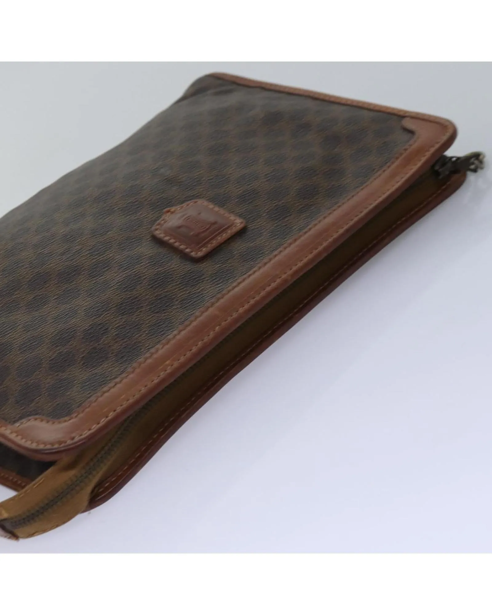 Vintage CELINE Brown Canvas Clutch