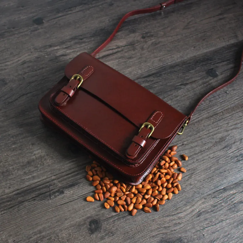Vintage Leather Satchel Bag Womens Crossbody Bags Shoulder Bag
