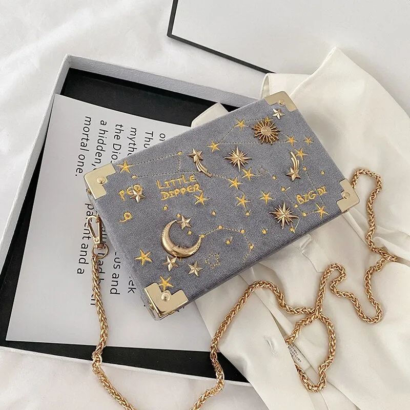 Vvsha Christmas Gift luxury Metal Badge Box Shape Handbag Purse Chain Party Clutch Bag new Kawaii Shoulder Crossbody Messenger Bags for women