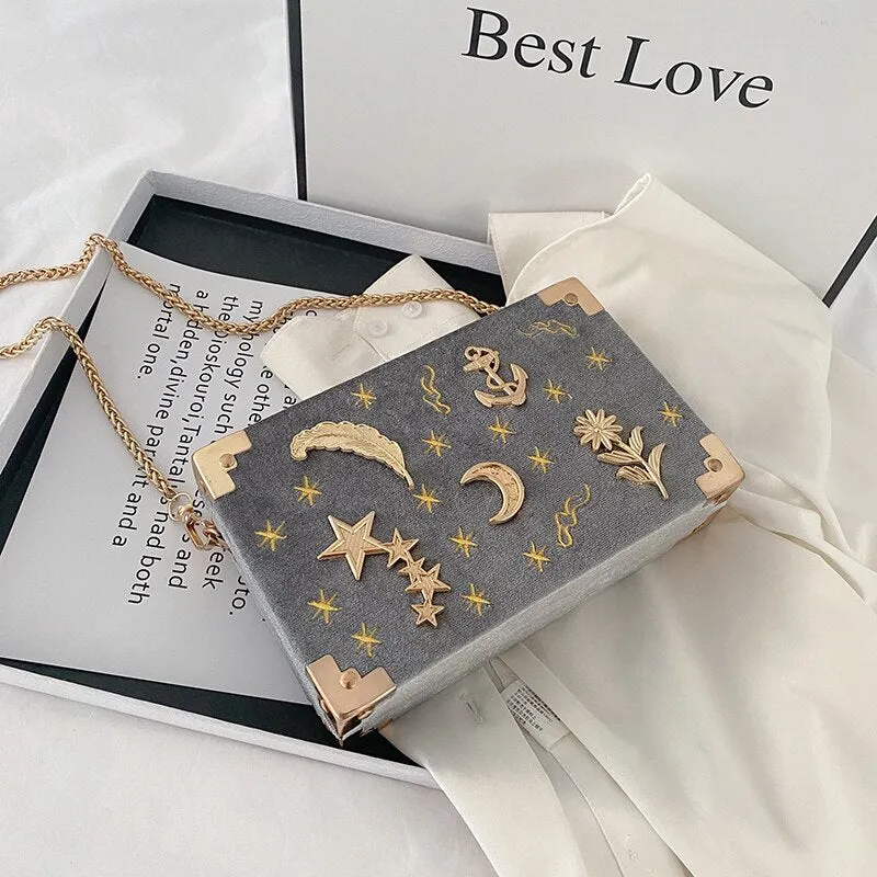 Vvsha Christmas Gift luxury Metal Badge Box Shape Handbag Purse Chain Party Clutch Bag new Kawaii Shoulder Crossbody Messenger Bags for women