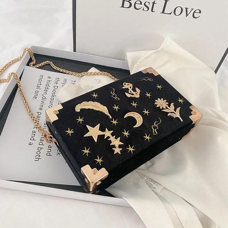 Vvsha Christmas Gift luxury Metal Badge Box Shape Handbag Purse Chain Party Clutch Bag new Kawaii Shoulder Crossbody Messenger Bags for women