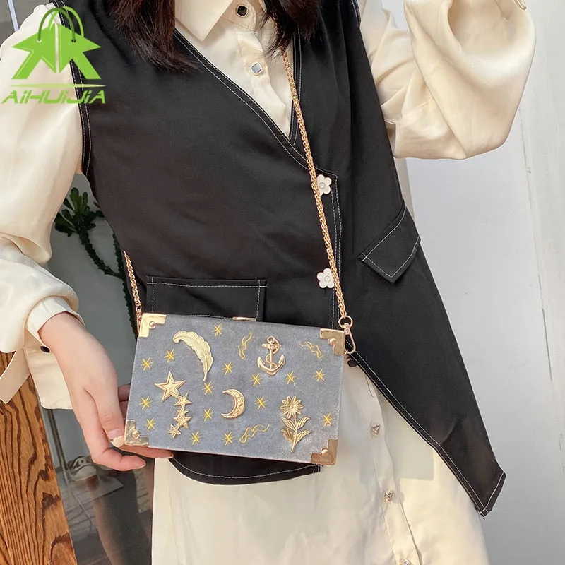 Vvsha Christmas Gift luxury Metal Badge Box Shape Handbag Purse Chain Party Clutch Bag new Kawaii Shoulder Crossbody Messenger Bags for women