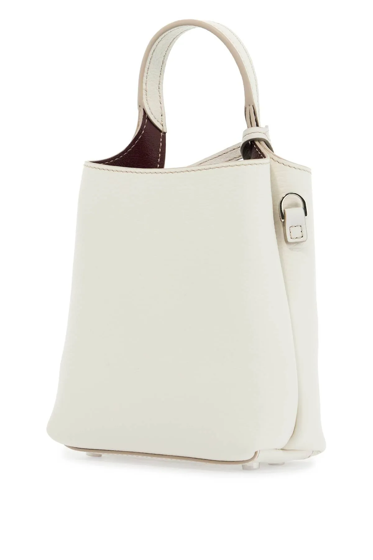 white calf leather crossbody bag with burgundy details XBWAPAT9000QRI B015(BIANCO CALCE) R802(BORDEAUX SC)