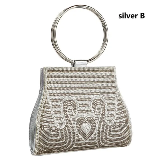 Woman Evening Bag Diamond Rhinestone Clutch Crystal Day Lady Wallet Wedding Purse Party Banquet Silver Handbags Clutches Tote