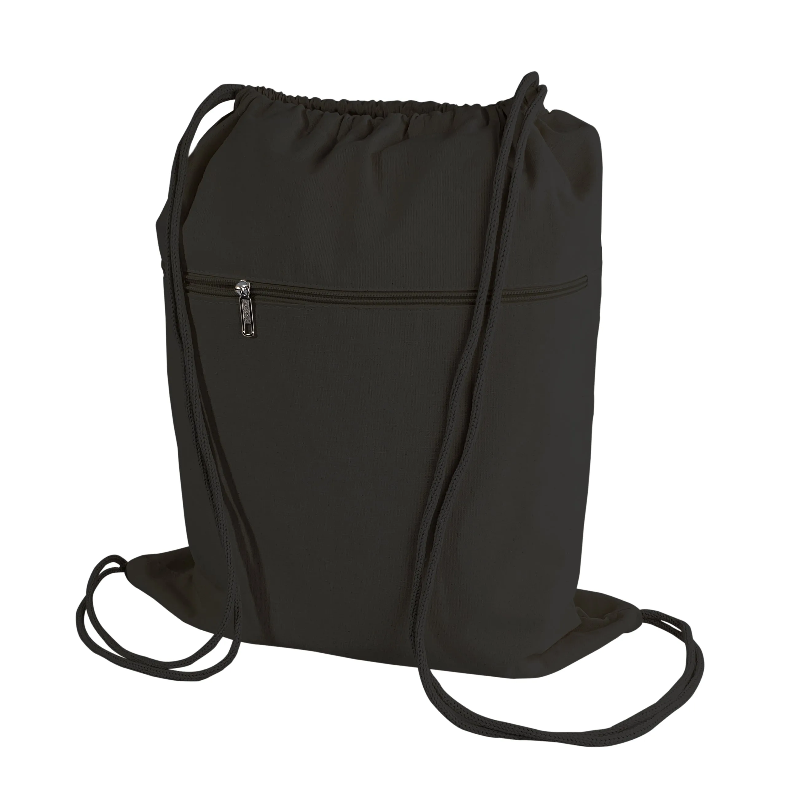 Zippered Cotton Canvas Drawstring Bag Backpack BPK19